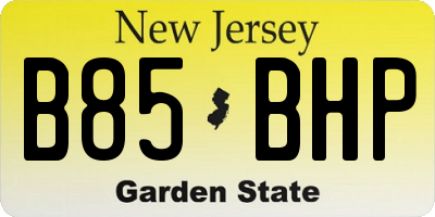 NJ license plate B85BHP