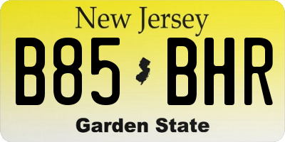 NJ license plate B85BHR