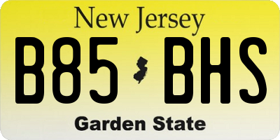 NJ license plate B85BHS