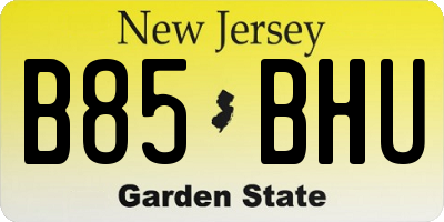 NJ license plate B85BHU