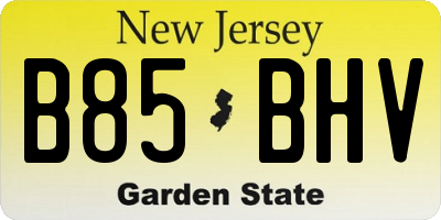 NJ license plate B85BHV