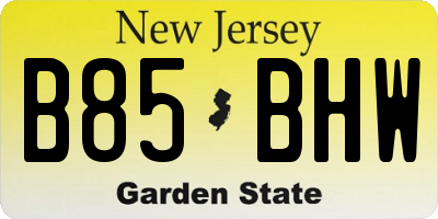 NJ license plate B85BHW