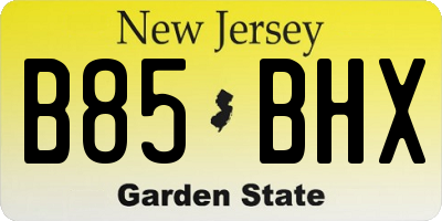 NJ license plate B85BHX