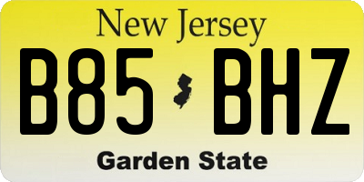 NJ license plate B85BHZ