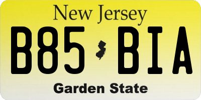 NJ license plate B85BIA