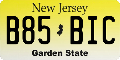 NJ license plate B85BIC