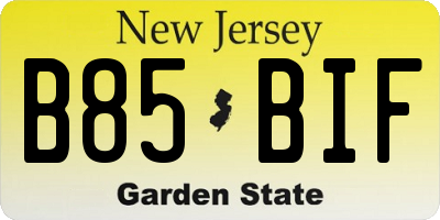 NJ license plate B85BIF