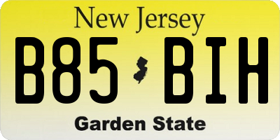 NJ license plate B85BIH