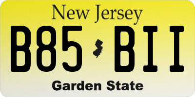 NJ license plate B85BII