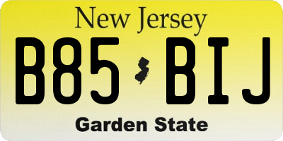 NJ license plate B85BIJ