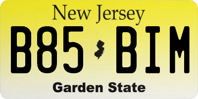 NJ license plate B85BIM