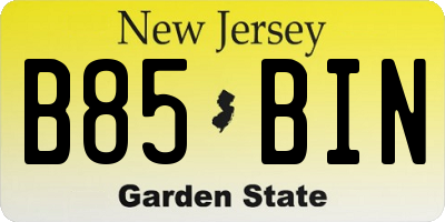 NJ license plate B85BIN