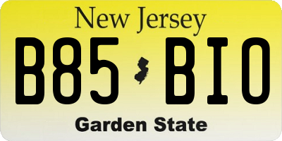 NJ license plate B85BIO