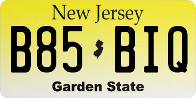 NJ license plate B85BIQ