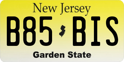 NJ license plate B85BIS