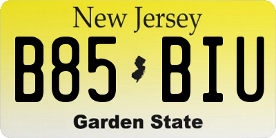 NJ license plate B85BIU