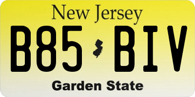NJ license plate B85BIV