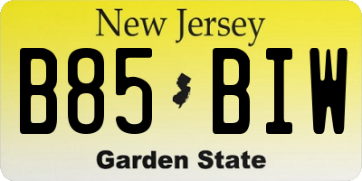 NJ license plate B85BIW