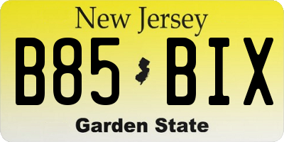 NJ license plate B85BIX