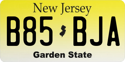 NJ license plate B85BJA