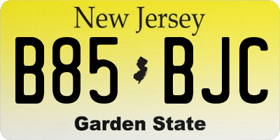 NJ license plate B85BJC