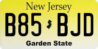 NJ license plate B85BJD
