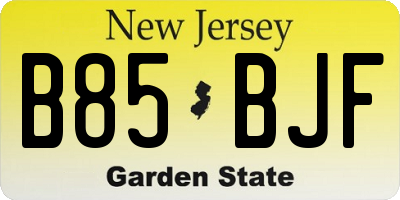 NJ license plate B85BJF