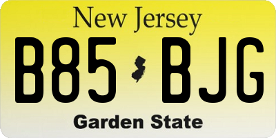 NJ license plate B85BJG