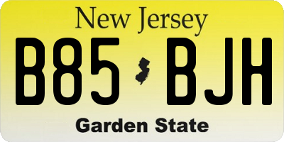 NJ license plate B85BJH