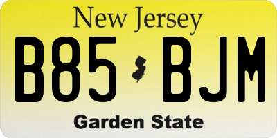 NJ license plate B85BJM