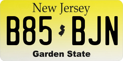 NJ license plate B85BJN