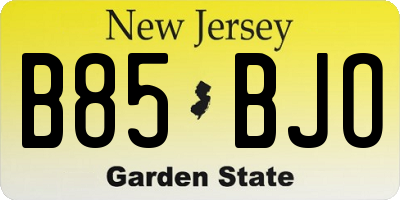 NJ license plate B85BJO