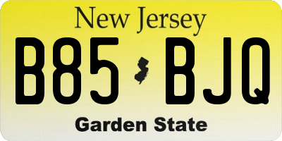 NJ license plate B85BJQ