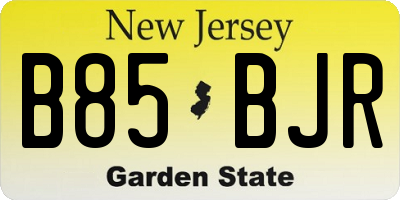NJ license plate B85BJR