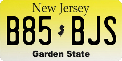 NJ license plate B85BJS