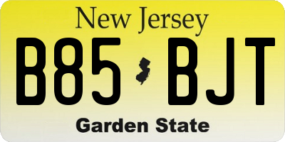 NJ license plate B85BJT
