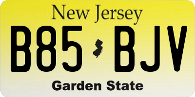 NJ license plate B85BJV