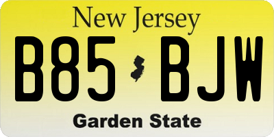 NJ license plate B85BJW
