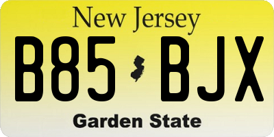 NJ license plate B85BJX
