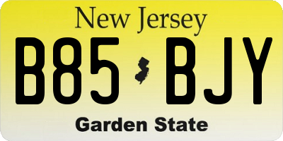NJ license plate B85BJY