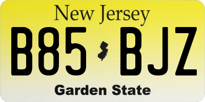 NJ license plate B85BJZ