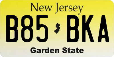 NJ license plate B85BKA