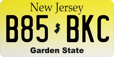 NJ license plate B85BKC