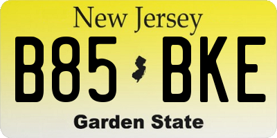 NJ license plate B85BKE