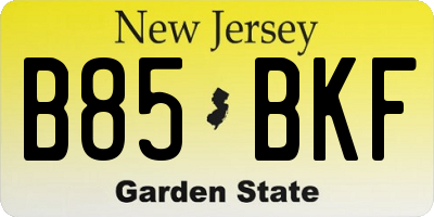 NJ license plate B85BKF