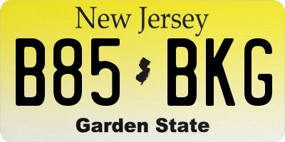 NJ license plate B85BKG
