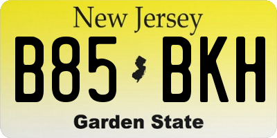 NJ license plate B85BKH