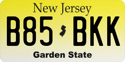 NJ license plate B85BKK