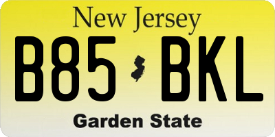 NJ license plate B85BKL