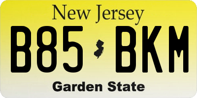 NJ license plate B85BKM